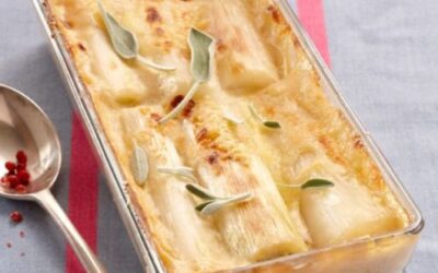 Puerros gratinados con bechamel