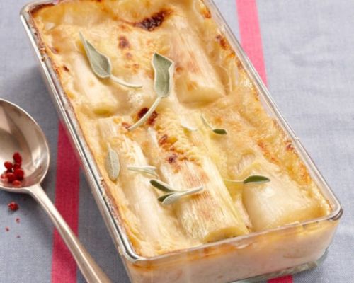 Puerros gratinados con bechamel